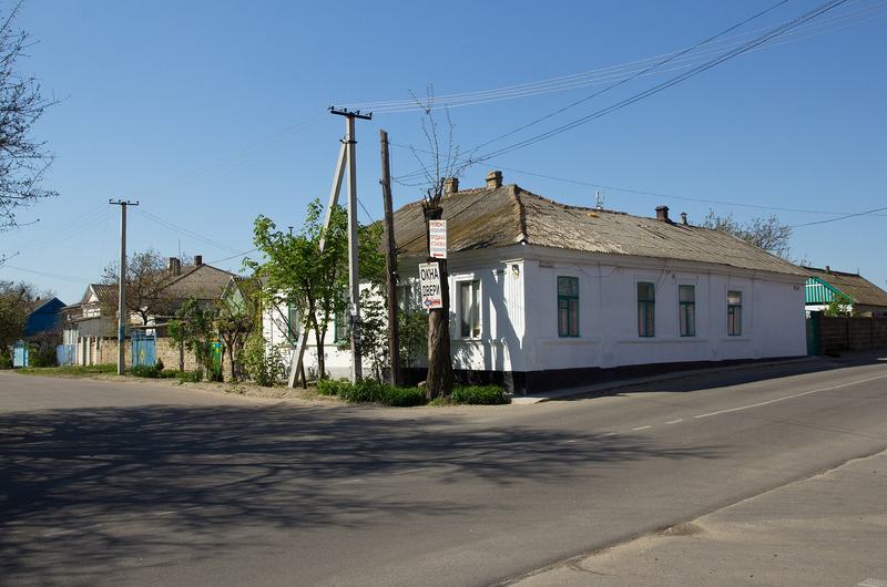 A quiet street in the town of Oleshky in 2016