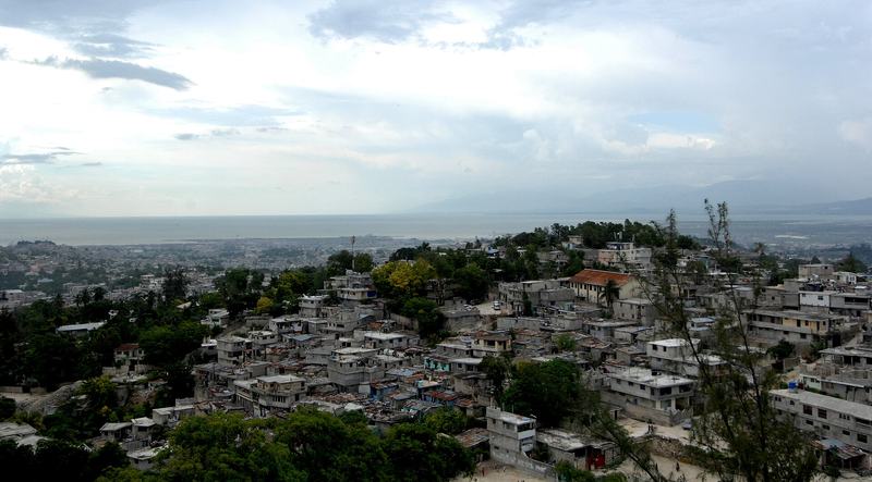 Aerial view over the rooftops of Port-au-Prince, Haiti
